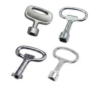 Visxcnu 4 Piezas Kit Llave Universal, Cuadrada/Triangular/Pequeña/Plegable, Aleación de Zinc para Contadores Agua Ascensor Extintor Armario Eléctrico, Resistente y Duradera