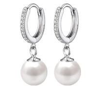 Visxcnu 925 Pendientes Mujer Plata de ley Diseño Corazón perla Circonita Aretes Elegantes Regalo Mujeres y Niñas Aretes de mujer Pendientes Niña Pequeños -Pendientes de Plata Mujeres