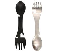 Visxcnu Cubiertos de Camping para Llevar 3 en 1,Navaja Tenedor,Cuchillo Camping Puede Abrir Botellas,Viaje y Excursionismo - Irrompible, No Tóxico, Sin BPA - Paquete de 2