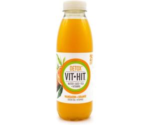 VIT HIT DETOX | Mandarina & Naranja | Bebida Vitaminada con base de zumo y té verde | Botella de 500 ml (Paquete de 6)