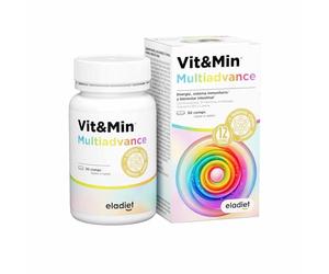 Vit&Min Multiadvance - MULTIVITAMINICO con 13 Vitaminas, 9 Minerales, 12 Probióticos, Coenzima Q10 y Luteína - Máxima Energía & Vitalidad y Ayuda a Reducir el Cansancio y la Fatiga | ELADIET