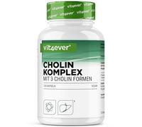 vit4ever Complex de Colina con 3 Formas de Colina - 120 Cápsulas - Bitartrato, Citicolina y Fosfatidilcolina en Combinación Sinérgica - Sin Aditivos - Vegano
