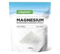 vit4ever Magnesio en Polvo - 1000 g - Buena Solubilidad - Polvo puro sin Aditivos - Con Cuchara Medidora - Premium Magnesium - Vegano