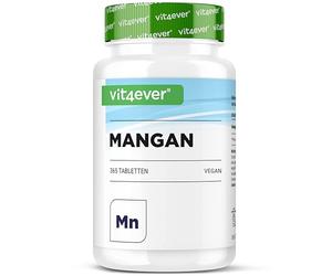 vit4ever Manganeso - 365 Comprimidos - 10 mg cada uno - Para 12 Meses | Alta Biodisponibilidad gracias al Bisglicinato de Manganeso - Sin aditivos innecesarios - Oligoelemento Esencial - Vegano