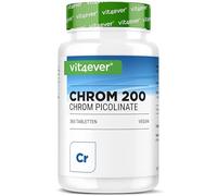vit4ever Picolinato de Cromo - 200 mcg de Cromo puro por Comprimido - 365 Comprimidos para un Año - Puro - Sin Aditivos innecesarios - Alta Dosificación - Vegano