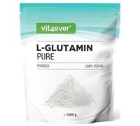 vit4ever Polvo de L-glutamina - 1000 g / 1 kg - Polvo de aminoácidos ultrapuro, extra de alta dosis - 100% vegano - Elaborado mediante fermentación vegetal