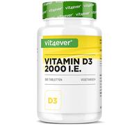 vit4ever Vitamina D3 2000 UI Alta Dosificación - 365 Comprimidos - 50 µg (2.000 UI) Colecalciferol - Suministro de Larga Duración - Sin Aditivos Innecesarios