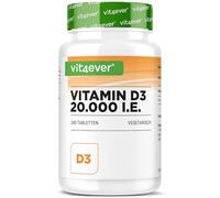 vit4ever Vitamina D3-240 Comprimidos - 20.000 UI (500 µg) de Vitamina D3 por Comprimido - Alta Dosificación - Alta Pureza - Premium - 1 Comprimido cada 20 Días - Vegetariano