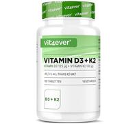 vit4ever Vitamina D3 5000 UI + Vitamina K2 100 µg Depot - 180 Comprimido | 99,7% All-Trans MK-7 - De Lanolina - Vegetariano - Alta Biodisponibilidad - Premium - Sin aditivos innecesarios