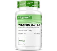 vit4ever Vitamina D3 5000 UI + Vitamina K2 100 µg Depot - 365 Comprimido | 99,7% All-Trans MK-7 - De Lanolina - Vegetariano - Alta Biodisponibilidad - Premium - Sin aditivos innecesarios