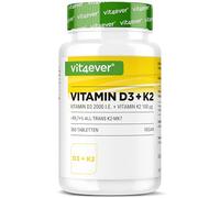 vit4ever Vitamina D3 + K2-365 comprimidos - 99,7% MK-7 totalmente trans y 2000 UI de vitamina D3 - Materia prima de primera calidad_ RAW D3® - alta dosis, biodisponibilidad óptima, vegano
