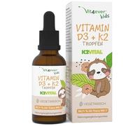 vit4ever Vitamina D3 K2 en Gotas para Niños (300 Días / 10 Meses) - 500 UI de Vitamina D y 25 µg de Vitamina K2 - Alta Biodisponibilidad gracias a K2VITAL® Original - Sin Aditivos nocivos