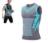 Vita-Boost - Camiseta de compresión, versión iónica sin mangas, chaleco corrector de postura de turmalina meniónica, camisas de compresión sin mangas para hombre, gris, XL