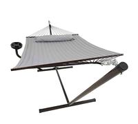 Vita5 Hamaca Jardin con Soporte y Mesita Auxiliar - Hamaca 2 Personas de Acero Duradero Carga 200 kg - Hamaca Doble Ajustable - Hamacas con Armazón para Interior y Exterior - Montaje facil