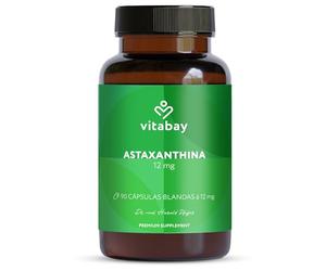 Vitabay astaxantina suplementos antioxidantes astaxantina pura 12mg 90 cápsulas blandas - astaxantina natural pura derivada de la microalga Haematococcus pluvialis
