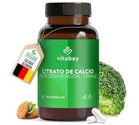 Vitabay Calcio 1000 mg - 90 cápsulas veganas con citrato de calcio - calcio para metabolismo energético, huesos y dientes - analizado en laboratorio en Alemania - sin aditivos - 1 mes