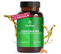 Vitabay Coenzima Q10 Ubiquinona 200 mg - 120 cápsulas vegetales - CoQ10 alta dosificación - Q10 natural por fermentación vegetal - sin aditivos y 100% vegano - probado en laboratorio Alemania
