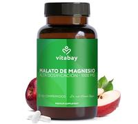 Vitabay Magnesio Malato 1000 mg Alta Dosis - 180 comprimidos Veganos y probados en Laboratorio - Magnesio Supplemento - Contribuye a un metabolismo energético normal y a una función muscular normal