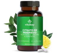 Vitabay Tabletas de Citrato de Magnesio VEGANO Y TESTADO EN LABORATORIO - 180 unidades cada una 2556 mg citrato de magnesio - cápsulas de magnesio en dosis altas - citrato de magnesio en dosis altas