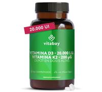 Vitabay Vitamina D3 20.000 UI + K2 200 µg Depot - 180 comprimidos veganos | 1 comprimido cada 20 días = 1.000 UI/día - D3 vegana de liquen + K2 MK-7 all-trans - analizado en Alemania - sin aditivos