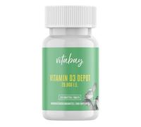Vitabay Vitamina D3 Depot 20.000 UI - 120 comprimidos veganos sin aditivos - Con colecalciferol de origen vegetal a partir de líquenes - Producto probado en laboratorio en Alemania