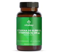 Vitabay Vitamina D3 K2 10.000 UI - 180 Comprimidos Vitamina D Vegana y Alta Dosificada - Vit D3 K2 con MK-7 Probada en Laboratorio - Favorece el Sistema Inmune, Huesos, Músculos y Dientes