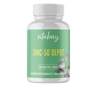 Vitabay Zinc 50 mg alta dosificación - 500 comprimidos veganos partibles - Gluconato de zinc para inmunidad, piel, cabello & uñas - analizado en Alemania - suministro más de 32 meses