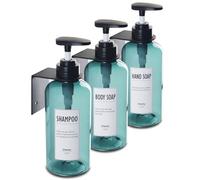 VITACHY 3 Uds Dispensador 500ml Jabon Ducha Pared Sin Taladro Adhesivo. Botes Rellenables Dosificador Jabonera Gel Champu con Soporte. Wall Soap Shower Dispenser