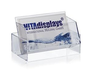 VITAdisplays Caja para tarjetas de visita para almacenamiento seguro o soporte para tarjetas de visita, soporte transparente para tarjetas de visita para feria y oficina, ancho: 8,5 cm, paquete de 5