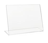 VITAdisplays Soporte en L DIN A4 apaisado, soporte de mesa, soporte en L, soporte para carteles, soporte publicitario, oblicuo, de PLEXIGLAS original, DIN A4, transparente