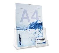 VITAdisplays - Soporte para folletos de mesa (tamaño A4, soporte para folletos y soporte para tarjetas de visita)