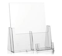 VITAdisplays Soporte para folletos en formato DIN largo con 2 compartimentos y soporte para tarjetas de visita adicionales/DIN largo/soporte para visita