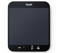 Vitafit 15kg Bascula Cocina Digital Precisión 1g, Gran Plataforma 215x180mm | Profesional Fábrica Desde 2001 Aprobada LFGB Balanza Cocina Peso de para Cocinar Hornear y Café, Tara, 3 AAA, Negro, LED