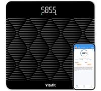 Vitafit 300kg Bascula de Baño, Precisión 0.05kg por Nuestra Fábrica Básculas Profesional Desde 2001, Bascula Digital Inteligente con IMC vía App, 8mm Vidrio Templado Antideslizante, LED, 3*AAA, Negro