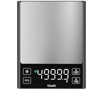 Vitafit 5kg Bascula Cocina, Precisión 0.1g por Nuestra Fábrica Básculas Profesional Desde 2001, Balanza Cocina digital Función Porcentaje Para Cocinar, Hornear y Café, Acero Inoxidable, LED, Negro