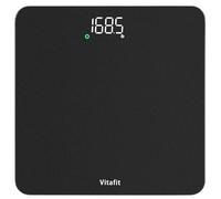 Vitafit Bascula de Baño Digital Alta Precisión 0,05kg, Peso Baño con 182kg | Profesional Fábrica Desde 2001 Balanza Peso Corporal con Step-On, Vidrio Templado, 3xAAA Incluidas, LED, Spray Plata Negro