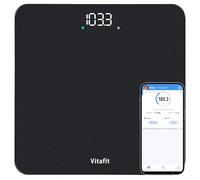 Vitafit Báscula de Baño Digital, Alta Precisión Aseguró por Profesional del Pesaje Desde 2001, Baño Peso BMI con App, 182kg in 0.05kg， Spray Plata Negro