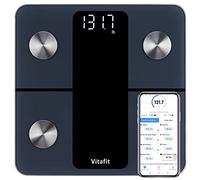Vitafit Bascula de Baño Digital Grasa Corporal, Balanza Bluetooth con App, Bascula Electrónica Monitores con Análisis Corporal, Mediciónes de Peso IMC Visceral e Muscular, Negro