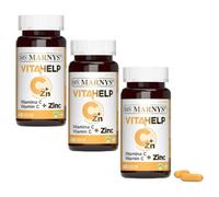 Vitahelp Vitamina C + Zinc - Pack Ahorro 3 x 60 Cápsulas Vegetales - 500mg Vitamina C y 25mg Zinc - Suplemento para Sistema Inmunológico y Antioxidante