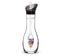 VitaJuwel Era Decantador de agua de cristal y frasco de piedras preciosas - Ayurveda con ópalo de leche - Amatista - Cuarzo transparente - Lapislázuli - Granate - Cornalina - Calcita naranja
