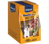Vitakraft Beef Stick Rustico, golosinas para perros, bocaditos de salami, sin azúcar añadido (7x 55g)