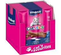 Vitakraft Cat Stick Classic, golosinas para gatos, palitos de carne, con bacalao y abadejo, tamaño de almacenamiento, sin azúcar añadido (10x 36g)