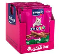 Vitakraft Cat Stick Classic, golosinas para gatos, palitos de carne, con pato y conejo, tamaño de almacenamiento (10x 36g)