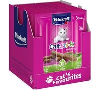 Vitakraft Cat Stick Healthy, minipalitos carnosos para Gatos, Pollo y Hierba para Gatos, para Ayudar a la digestión, tamaño Reserva, sin azúcar añadido (20 x 3 Unidades)