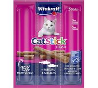 Vitakraft - Cat Stick Mini, Snack para Gatos, Barritas de Bacalao y Atún- envase de 3 sticks de 6 g, 18 g