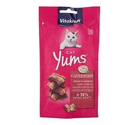 Vitakraft Cat Yums, golosina para gatos, snack blando para gatos relleno de salchicha de hígado, en bolsa resellable, sin azúcar añadido (1x 40g)