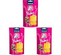 Vitakraft Cat YUMS, golosinas para Gatos, Snack Blando para Gatos Relleno de Queso, en Bolsa resellable, sin azúcar añadido (1x 40g) (Paquete de 3)
