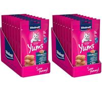 Vitakraft Cat YUMS, golosinas para Gatos, Snack Blando para Gatos Relleno de salmón, en Bolsa resellable, tamaño Almacenamiento, sin azúcar añadido (9X 40g) (Paquete de 2)