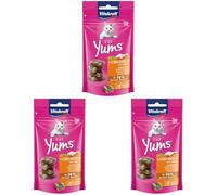 Vitakraft Cat YUMS, Premio para Gatos, Snack Blando Relleno de Pollo y Hierba para Gatos, en Bolsa resellable, sin azúcar añadido (1x 40g) (Paquete de 3)
