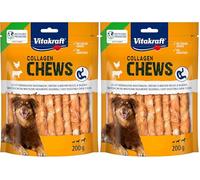 Vitakraft Chews de colágeno para Perros, fácil de digerir, con colágeno y Carne de Pollo, sin azúcar añadido (1 x 200 g) (Paquete de 2)